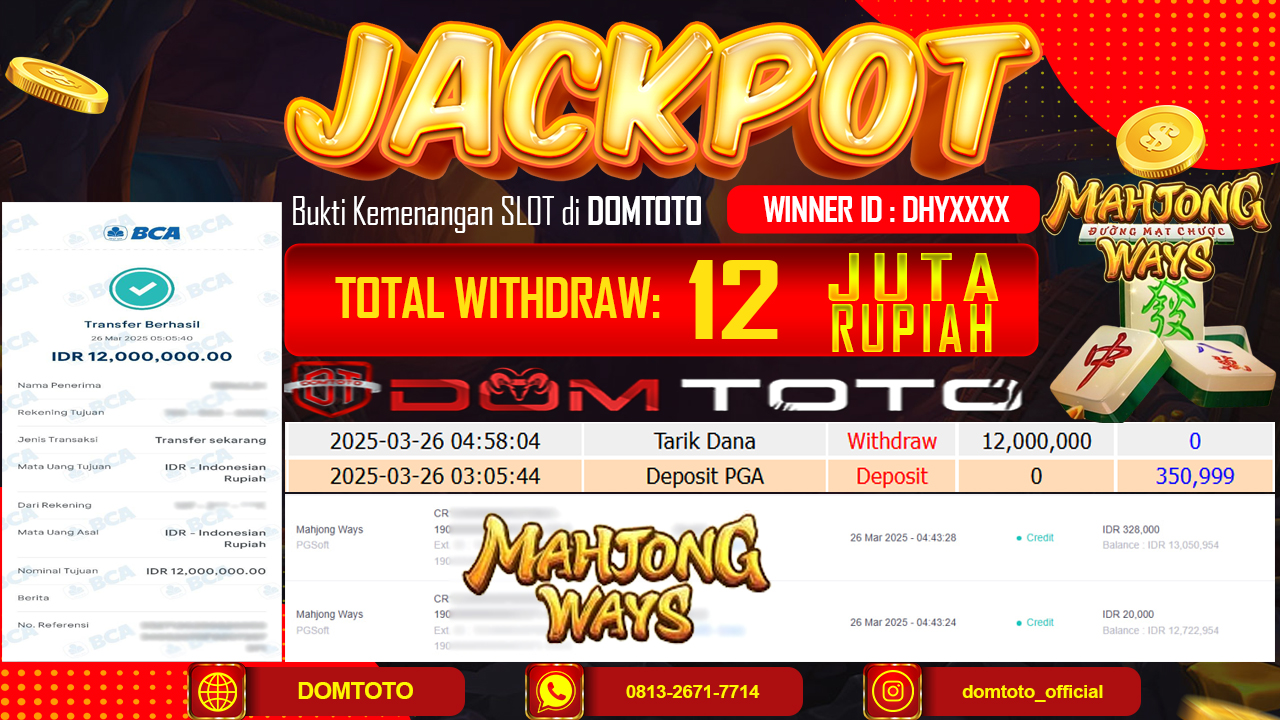 JACKPOT SLOT MAHJONG WAYS 26 MARET 2025